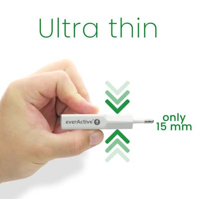 13. EVERACTIVE Wandladegerät mit 1 x USB- und 1 x USB-C-Anschluss, Schnellladefunktion 3.0, 20 W, superflach, weiß, SC-340Q