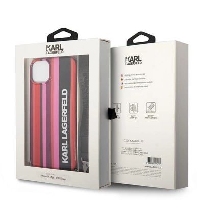 7. Karl Lagerfeld KLHCP14SSTSTP iPhone 14 6.1 "Hardcase Pink / Pink Color Stripes Strap