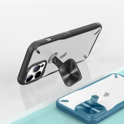 13. Nillkin Cyclops Case robuste Hülle mit Kameraabdeckung und faltbarem Ständer iPhone 13 Pro schwarz