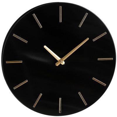 Schwarze Aluminium-Wanduhr, Durchmesser 35,5 cm, Glimmer