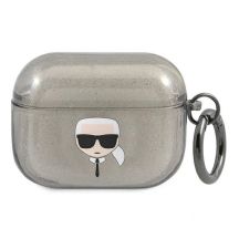 Karl Lagerfeld Glitzer Karl's Head Case für AirPods Pro – Schwarz