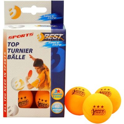 BEST SPORTING TISCHTENNISBÄLLE FÜR TURNIERE, 3 STERNE, 6 STÜCK, ORANGE