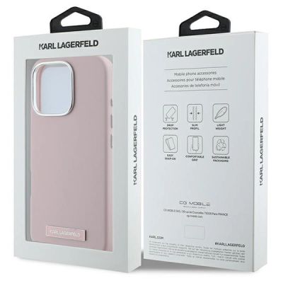 8. Karl Lagerfeld FW Metal Plate MagSafe Hülle für iPhone 16 Pro – Rosa