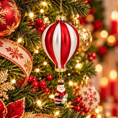 4. GLAS-CHRISTBAUMANHÄNGER IN BALLONFORM MIT WEIHNACHTSMANN – SASKA GIFT & DECOR