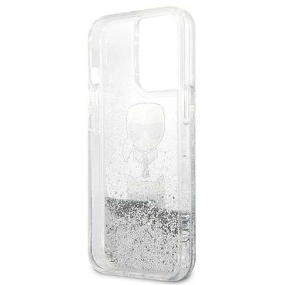 7. Karl Lagerfeld Liquid Glitter Karl&Choupette Head Case für iPhone 13 Pro / iPhone 13 - Silber