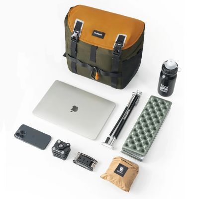 2. Rockbros W019 Lenkertasche für Fahrräder, 13,5–24 l – Grün-Orange