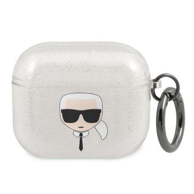 Karl Lagerfeld Glitter Karl's Head Case für AirPods 3 - Silber