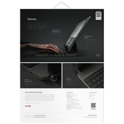 8. Uniq Venno Pro Magnetische Smart-Hülle mit Tastatur für iPad Air 13" 2024/2025 / iPad Pro 13" 2024 – Schwarz