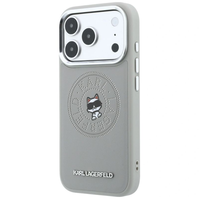2. Karl Lagerfeld Point & Choupette Sketch MagSafe Hülle für iPhone 18 Pro / 17 Pro – Grau