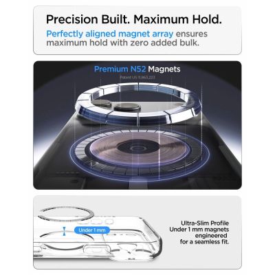 12. Spigen Ultra Hybrid Mag MagSafe Hülle für iPhone 18 Pro / 17 Pro – transparent-burgunderrot