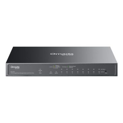 TP-Link Omada ES210GP Managed Network Switch L2 Gigabit Ethernet (10/100/1000) mit PoE-Unterstützung, DIN-Schienenmontage, Schwarz