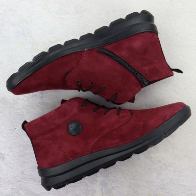 14. Damen-Ankle-Boots aus Wildleder in Burgunderrot, Modell Rieker Z0022-35