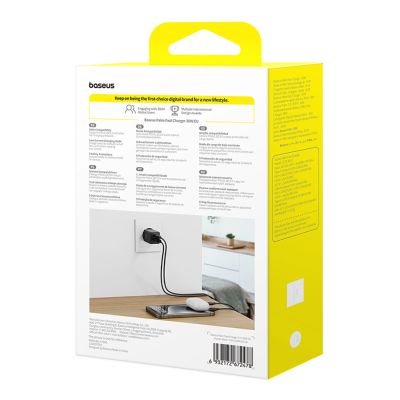 6. Baseus Palm 30W USB-C USB-A Wandladegerät - Schwarz