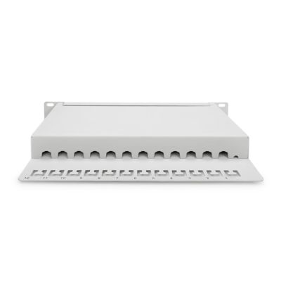 4. Digitus Patchpanel 10'' 12x RJ45, LSA-Level, Cat.6A, geschirmt, 1 HE, grau, Kabelführung