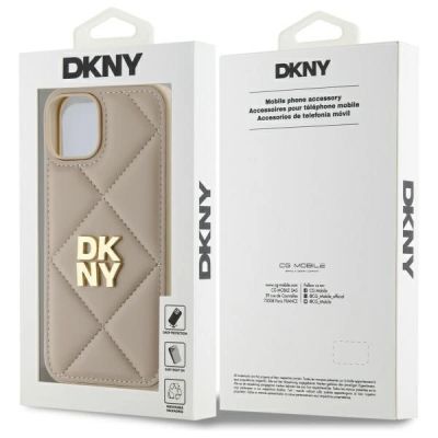 8. DKNY Quilted Stack Logo iPhone 14 Hülle – Beige