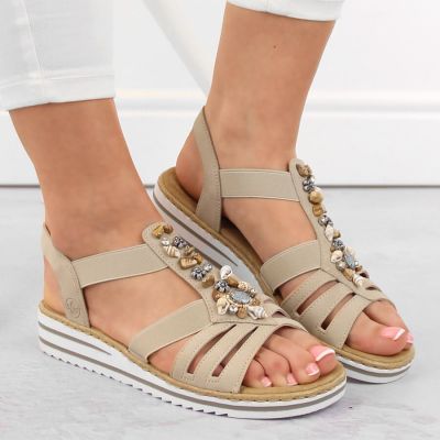 28. Bequeme Rieker W RKR680 beige Sandalen