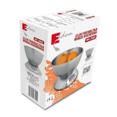 2. ELDOM Elektronische Küchenwaage WK320S RENA Genauigkeit 1 g Gewicht bis 5 kg LED-Anzeige Stahl mit Schüssel