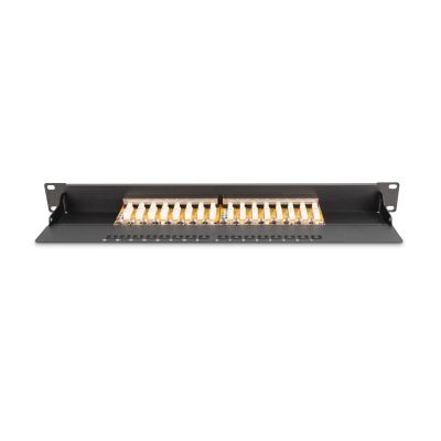4. Digitus Patchpanel 19 Zoll, 16x RJ45, LSA-Level, Cat. 6, geschirmt, 1 HE, schwarz, Kabelführung