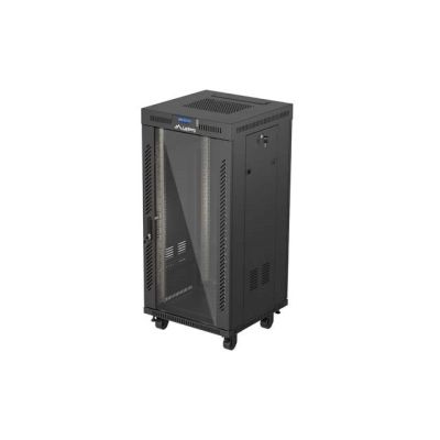 27. LANBERG Standschrank 19" 24U 600x600 Schwarze Glastür LCD (Flatpack) V2