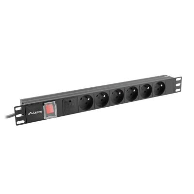 2. LANBERG Rack-Stromverteilerleiste 19" (1 HE, 16 A, 6 x 230 V PL, 2 m, Schwarz) PDU-06E-0200-BK