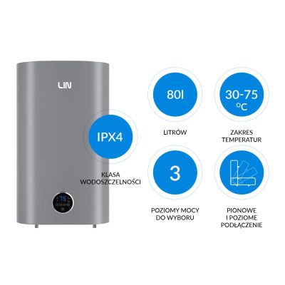 8. Elektroboiler LIN LIFVD1SMGY 80L UNIVERSAL grau WLAN