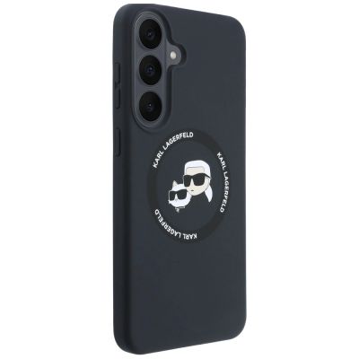 4. Karl Lagerfeld Silikonhülle mit Karl&Choupette-Motiv und MagSafe-Design für Samsung Galaxy S26 FE – Schwarz