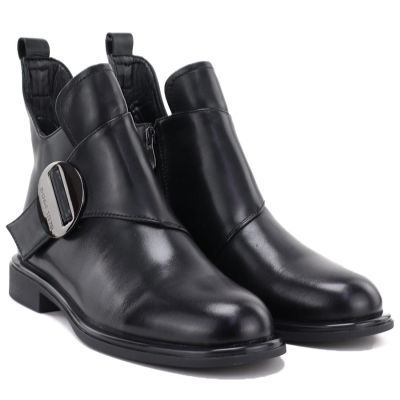 4. Schwarze Damen-Lederstiefeletten Artiker 59C1200