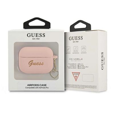 3. Guess, GUAPLSCHSP AirPods Pro Cover pink/pink Silikon Charm Heart Collection