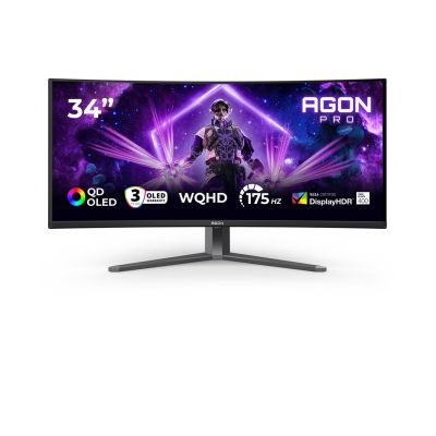 16. AOC AGON PRO AG346UCD Computermonitor 86,4 cm (34") 3440 x 1440 px Wide Quad HD QD-OLED Schwarz, Grau