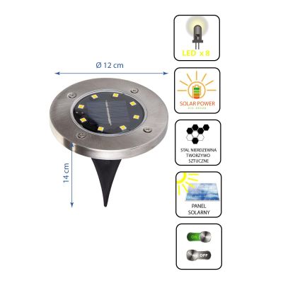 27. Solarlampe mit 8 SMD-LEDs zur Erdung, 4er-Set