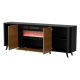 2. VOLARE Kommode 200x39x75 schwarz/walnuss + Kamin