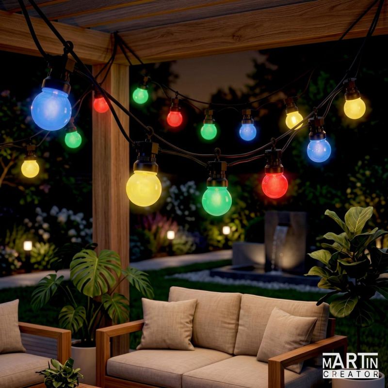 4. GARTENGARTEN-PARTY-LICHTERKETTE 20 LED G50 TIMER MÖGLICHKEIT DER FARBKOMBINATION