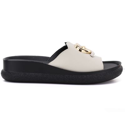 2. Beige Leder-Keilsandalen für Damen S.Barski KV61-6046