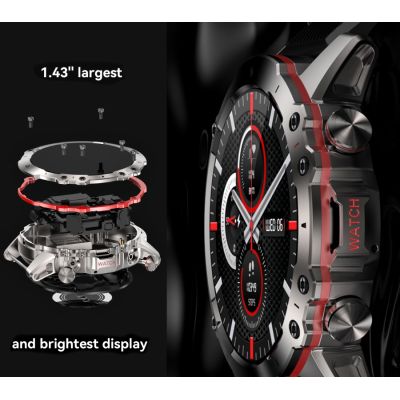 7. Herren-Smartwatch Rubicon RNCF18-1 SCHWARZ Armband + Lederarmband