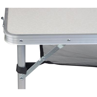26. Klappbarer Campingtisch 120x60x70/62/55cm, 4 Stühle und Ablage