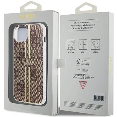 8. Guess IML 4G Gold Stripe Hülle für iPhone 15 Plus / 14 Plus – braun