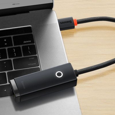 17. Baseus Lite Series externe Netzwerkkarte USB Typ C - RJ-45 1Gbps (1000Mbps) schwarz (WKQX000301)