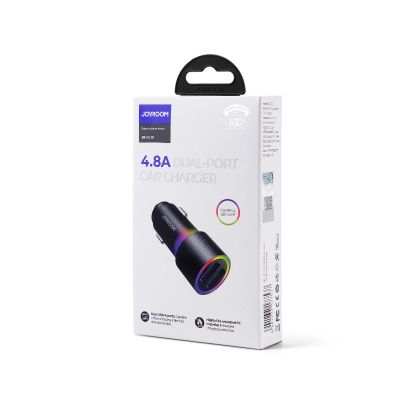 5. Joyroom Autoladegerät 2 x USB mit Hintergrundbeleuchtung 24W schwarz (JR-CL10)