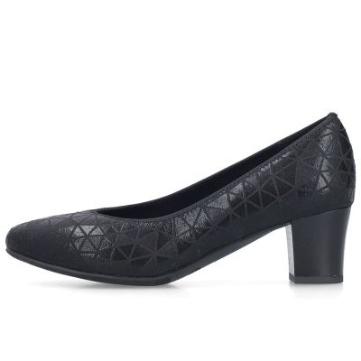 3. Schwarze Damen-Pumps aus Leder mit niedrigem Absatz, Rieker 44650-05