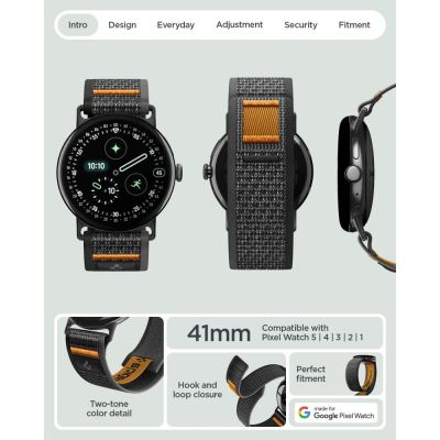 6. Spigen Athlex Air Armband für Google Pixel Watch 41 mm – Schwarz-Orange