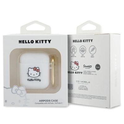 3. Hello Kitty Silikon 3D Kitty Head Hülle für AirPods 1/2 – weiß