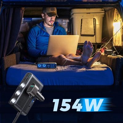 9. Joyroom JR-CL06 9in1 Autoladegerät 154W 5x USB-A / USB-C / 3x Zigarettenanzünderbuchse PD QC PPS - Schwarz