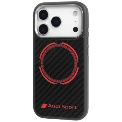 3. Audi RSQ Carbon Fiber Sport Red Circle MagSafe Case für iPhone 17 Pro - Schwarz