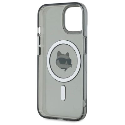 7. Karl Lagerfeld KLHMP15SHLSCHK iPhone 15 6,1" schwarz/schwarzes Hardcase IML Metal Choupette Head MagSafe