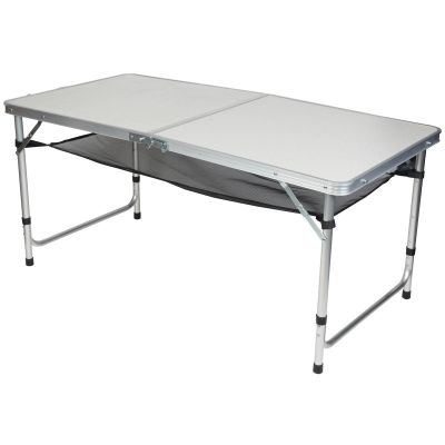 3. Klappbarer Campingtisch 120x60x70/62/55cm, 4 Stühle und Ablage