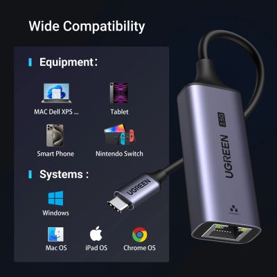 8. Ugreen CM648 USB-C-auf-RJ45-Ethernet-2,5G-Adapter – Grau