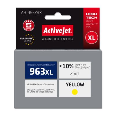 Activejet AH-963YRX Tintenpatrone (ersetzt HP 963XL 3JA29AE; Premium; 1760 Seiten; 25 ml, gelb)