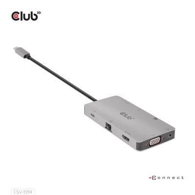 14. CLUB3D CSV-1594 USB 3.2 Gen 1 (3.1 Gen 1) Typ-C Dockingstation, Schwarz, Grau