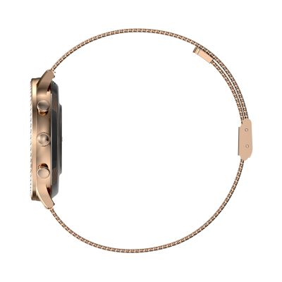 4. VELTORI VT310-1 Damen-Smartwatch, Goldarmband + rosa Silikonarmband