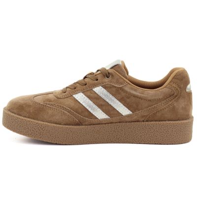 8. Damen-Sneaker aus Leder mit Plateausohle in Kamelbraun, Modell S.Barski LR62-7107